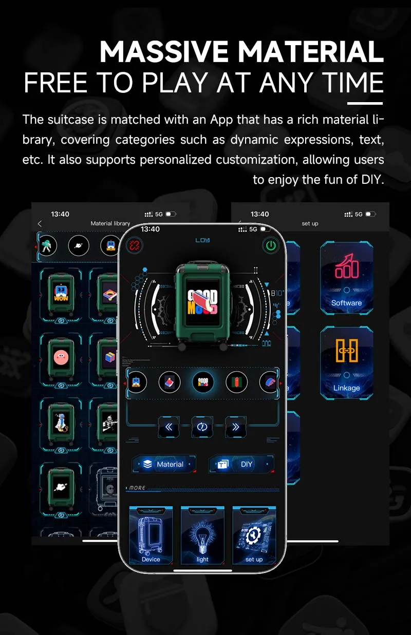 LOY Trolly Smart Suitcase LED animation eyes