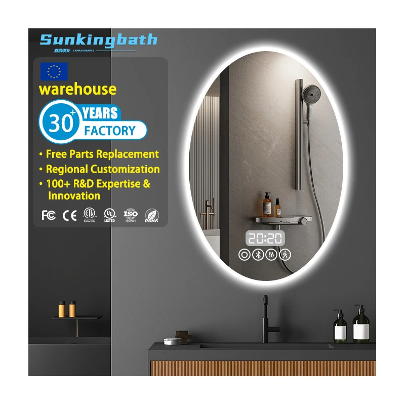 Espejos Inteligentes Bath Mirrors Smart Led Bathroom Mirror With Light Lights  Clock and bluetooth