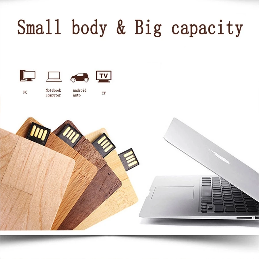 Wooden/bamboo pen drive 2021 Hot selling eco wood credit card bulk usb flash drive - ANKUX.COM