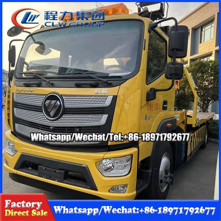 Foton 4x2 5 Ton Rescue Flatbed Tilt and Slide Body Tray Recovery Truck Mounted Crane