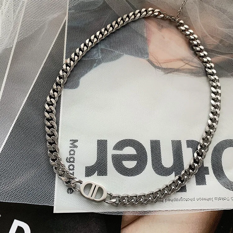 Famous Designer Letter DD Custom Logo Stainless Steel Necklace and Bracelet Jewelry Set