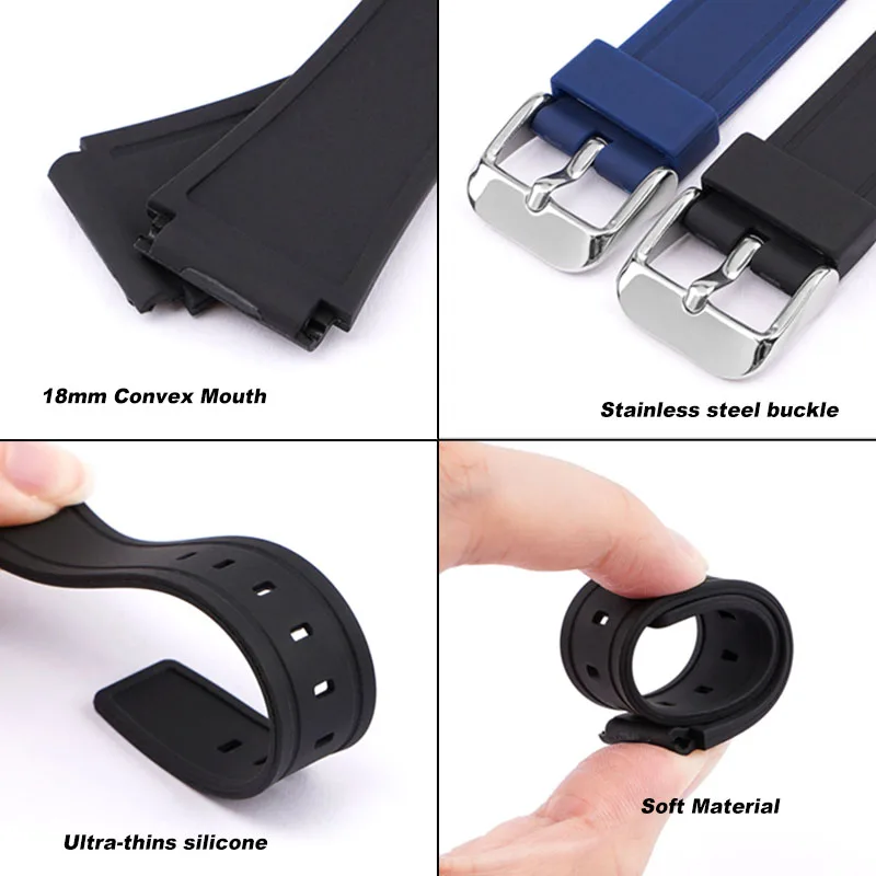 NAVZA Silicone Ruber Replacement Waterproof Watch Band Fit For Casio F-91W (Black) (Black -01