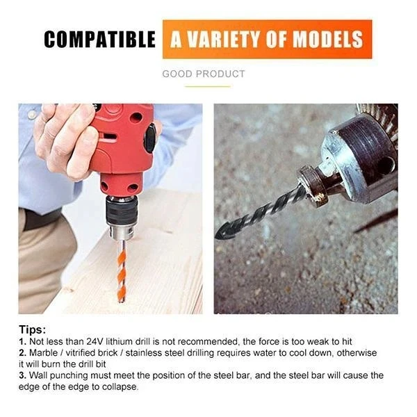 Multifungsi 5Pcs Segitiga Bor Bit Set (6/6/8/10/12Mm) Mata Bor Wolfram  Karbida Meninju Lubang Alat Alat Kerja