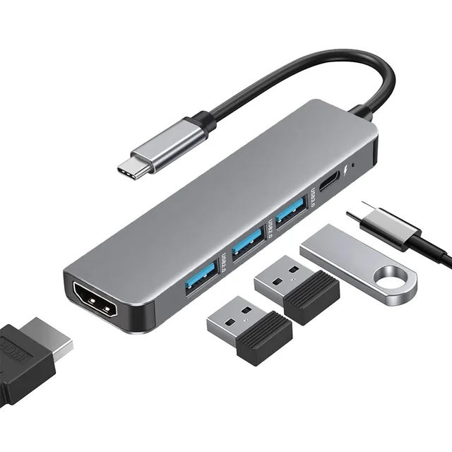 5 in 1 Usb Hub Otg Adapter Splitter Docking Station Hub USB3.0 PD Charger HD 4K Usb c for PC Macbook Tablet Iphone