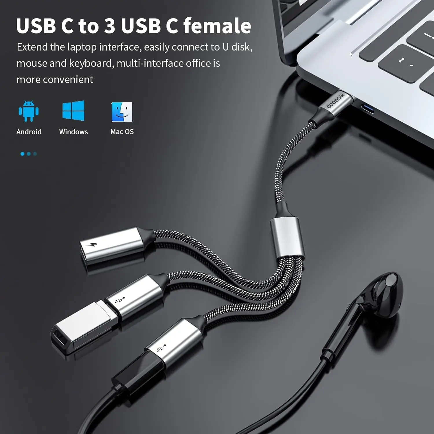USB-C A USB-A Adattatore OTG USB-C 3.1 Maschio A USB-A Femmina - In Alluminio, Per Collegare Pen Drive, Mouse A Smartphone Android Adattatore LED Alluminio - Foto 6