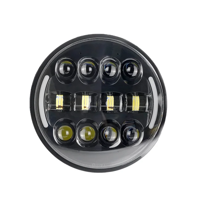 2024 New Arrival High Power Angel Eye Driving Light 12v Drl 7 Inch Round Led Motorcycle Headlight
