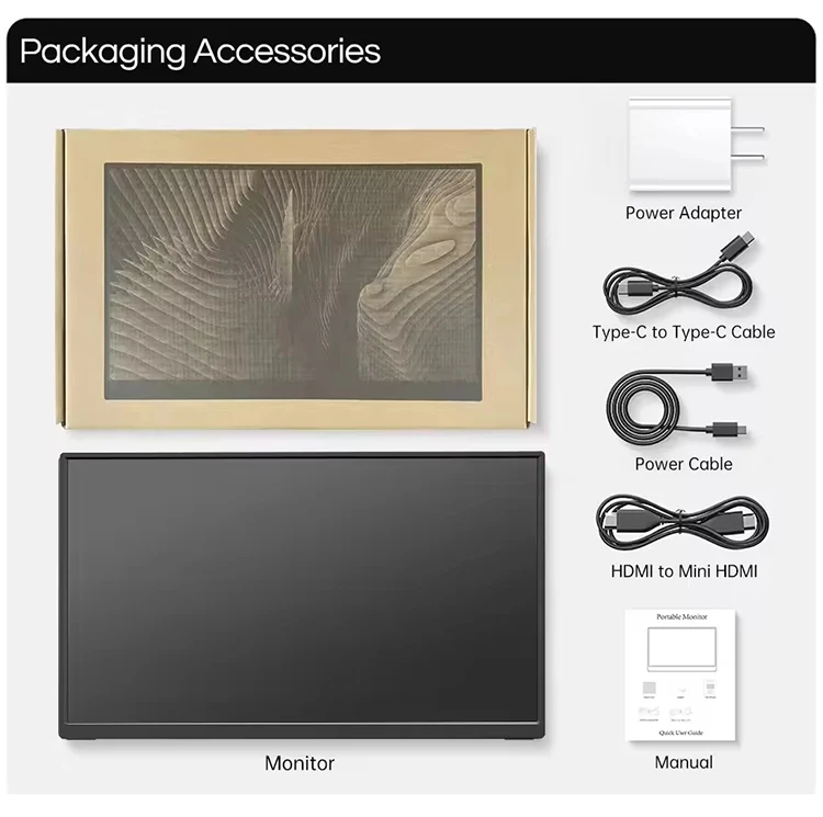 18.5 Inch Ultra-Narrow Frame Portable Monitor 1080p LCD Display Screen 100Hz for Mobile Office Portable Monitor