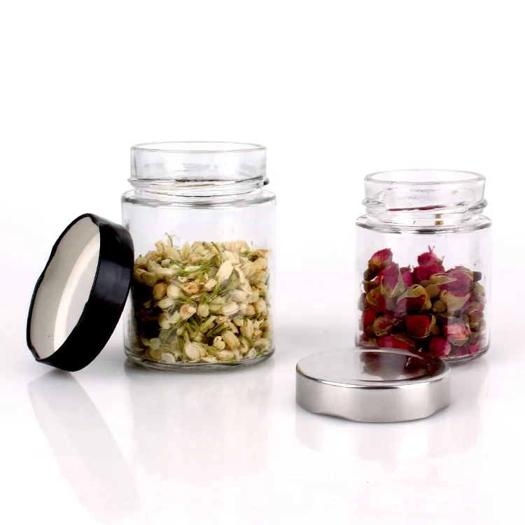 Wholesale 120ml 220ml 330ml 400ml 580ml Wide Mouth Straight Sided Glass Storage Jar Spice Honey Jam Jar with Altight Lid