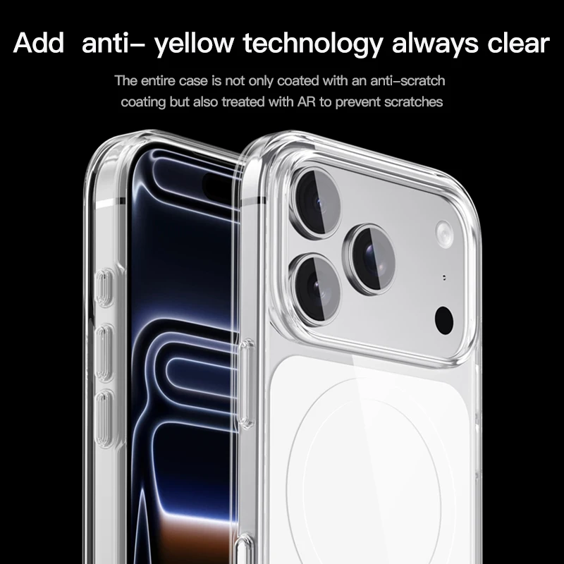 TPU+PC for iPhone 17 Series Magnetically Transparent Camera Control Buttons 360-degree protection Optically Transparent OEM/ODM
