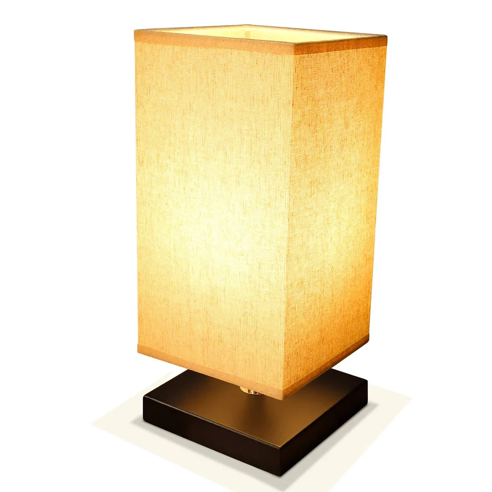 Classical Wood Minimalist Lamp with Fabric Shade Table Lamp for bedroom/living room