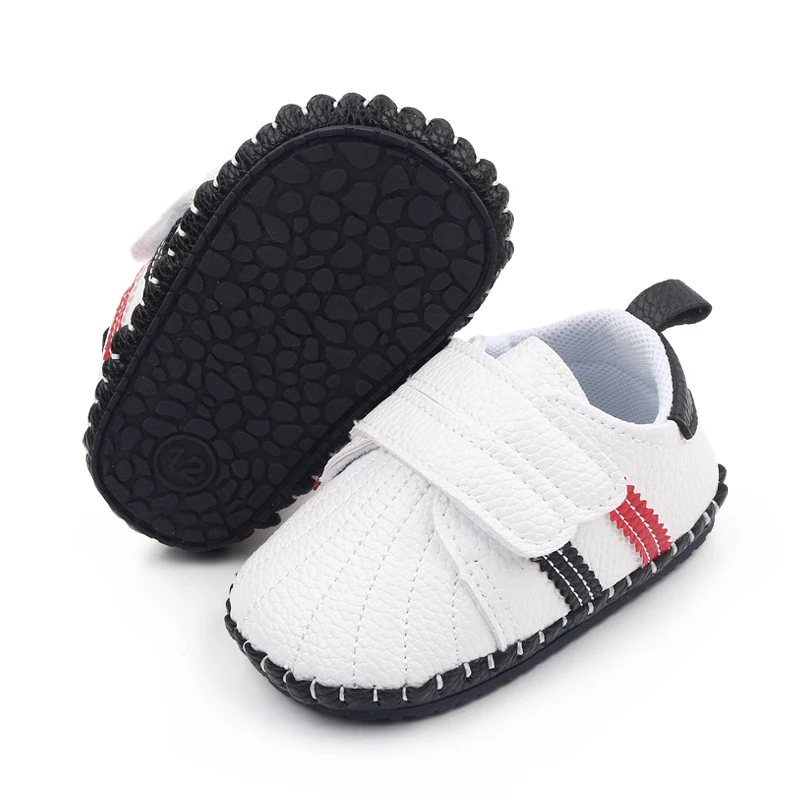 Spring and Autumn Solid Color Striped Shell Head Baby Soft Sole Small White Shoes for Walking factory