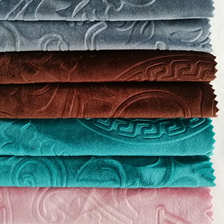 Free Sample Factory Supply 100% Polyester Embossed Auto Interior Latest Velour Upholstery Velvet Embossed Fabric