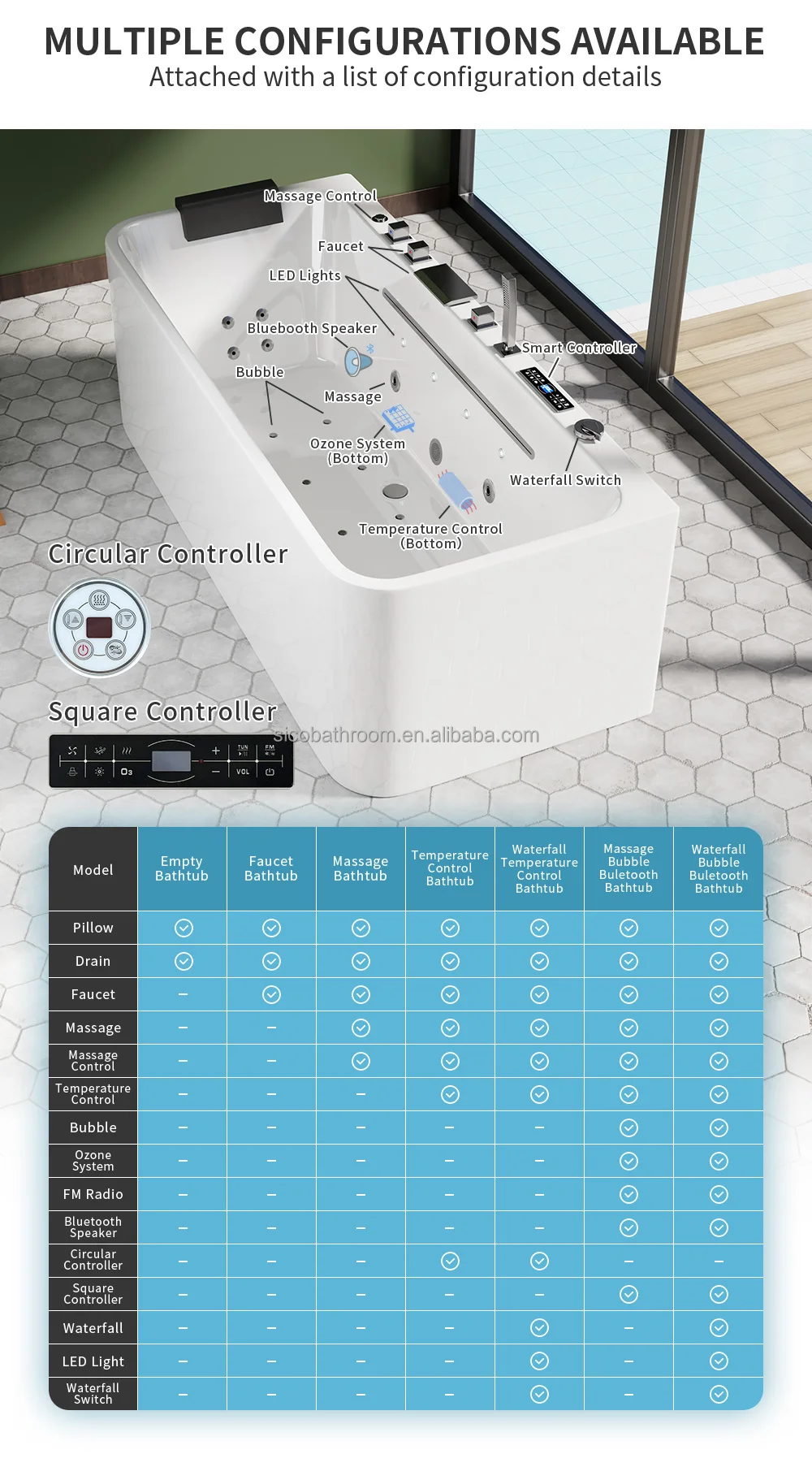 Custom Modern Freestanding Tub North America Luxury Massage Bathtub