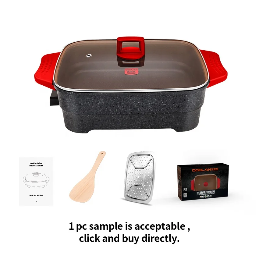 Household Electric Skillet Large Capacity Electric Frying Pan Food Grade Non Stick Coating Electric Pan Good Quality OEM ODM