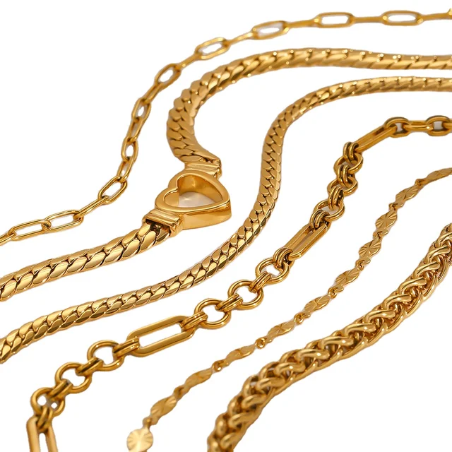 New Fashion Design 18 K Gold Plated Chains Stainless Steel Multi layer Charms Necklaces Jewelry For Women Wedding