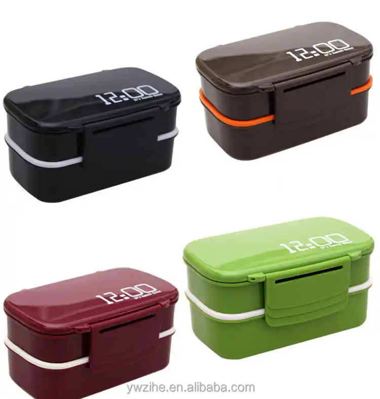 1400ML Compartment Lunch Box Plastic Double Layer Food Storage