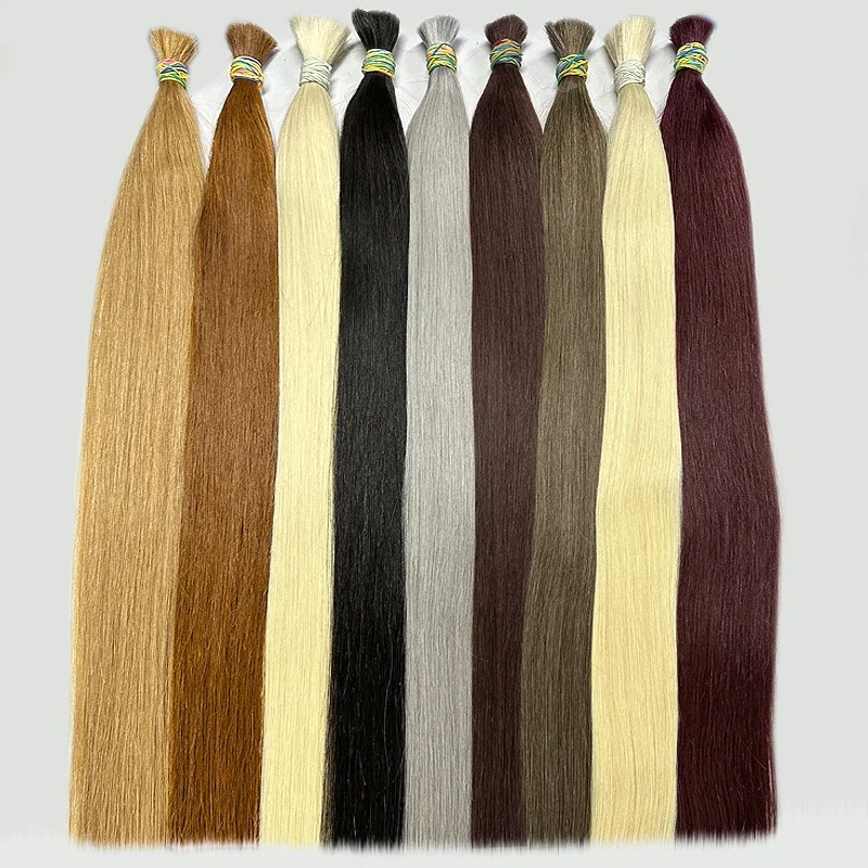 100% Real Virgin Straight Human Hair Bulk Extension 1b 613 Honey Blonde Weaving For Braiding_voghion.com