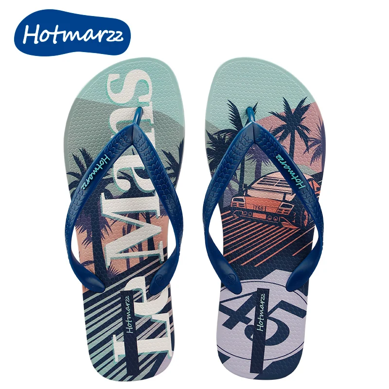 Hotmarzz Custom PVC Flip-Flops Slippers for Men Women Beach Shoes Sandals for Swimming Pool Use Promotional Flip Flops