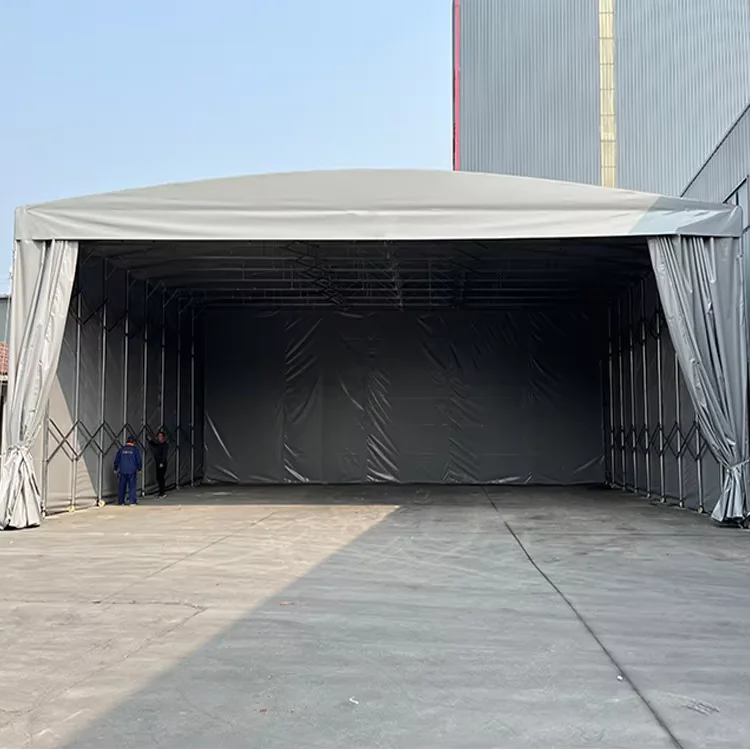 Large Outdoor Rainproof PVC Coated Metal High Quality Nature Industrial Mobile Folding Event Tent Shelter Garage Push-Pull