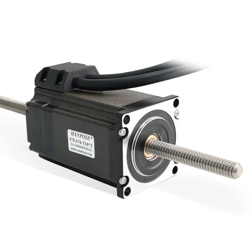 Lukket løkke gjennomskruttmotor 57EA76-T10*2 200mm 2,2N.m Nema23 stegmotor 24v lineær motor for 3D-printer skjerm