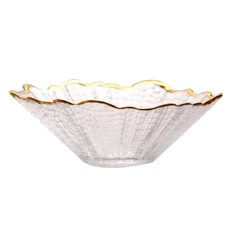 Hammered Irregular Glass Tableware Vegetable Fruit Salad Dessert Household Soup Plate