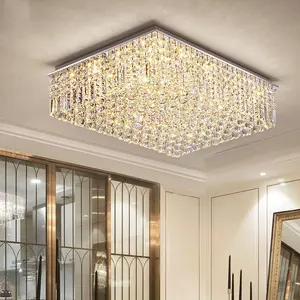 Zeal Lighting Living Room Luxury Chandeliers Lamp square Shape Modern Fixtures Crystal Ball Ceiling Light