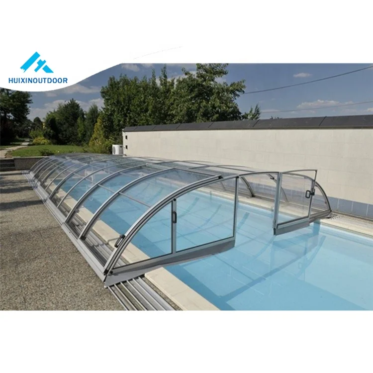 Aluminium Telescopic Roll Decking Swimming Pool Roof Cover Retractable