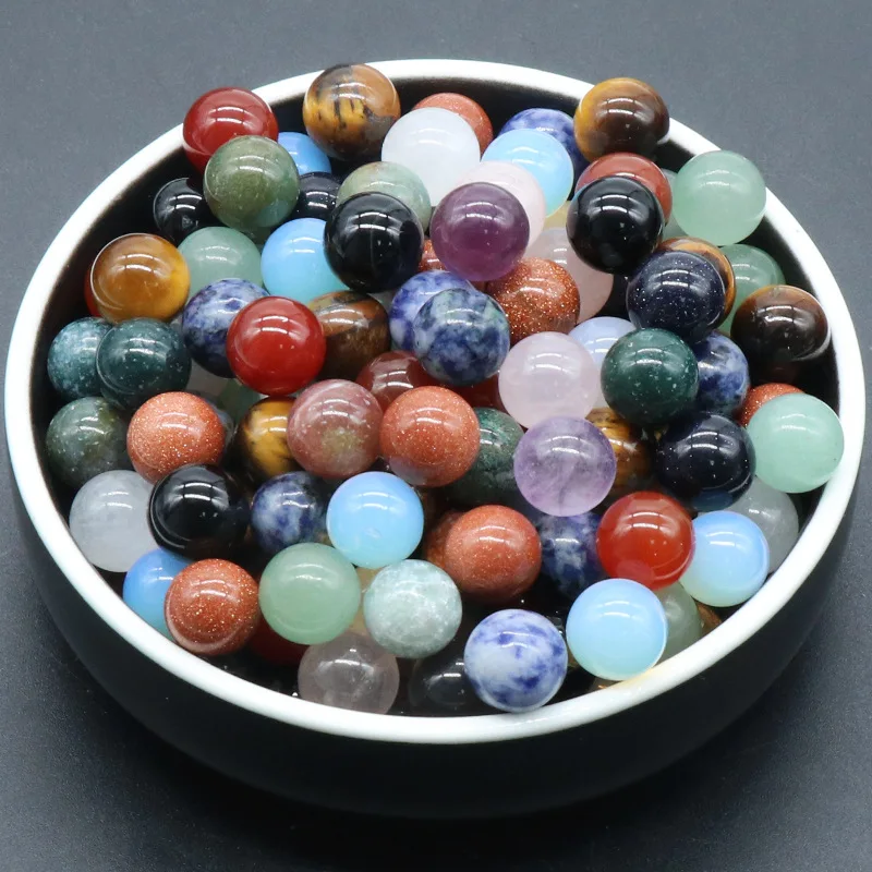 10mm Natural Stone Round Assorted Colors Loose Beads No Hole Handmade DIY for Jewelry Making