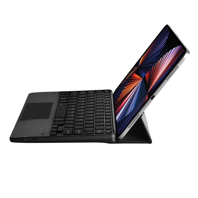 Are you looking for a keyboard that will enhance your iPad experience? Introducing our wireless backlit trackpad keyboard, complete with a stand case for added convenience. Whether you\'re working or playing, this keyboard has got you covered. Click on the image to see how it works!