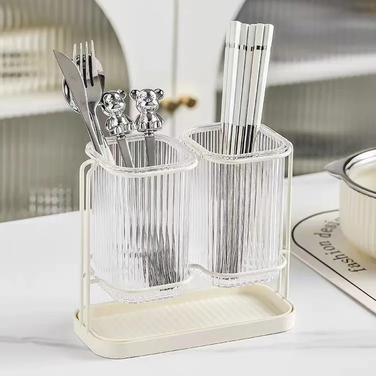 Transparent simple light luxury chopsticks drum wall hanging drain shelving chopsticks storage box kitchen