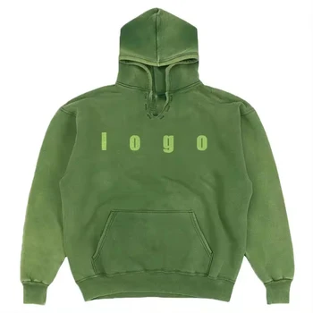 OEM heavyweight french terry hoodie men custom print logo fleece hoodies men acid wash hoodie