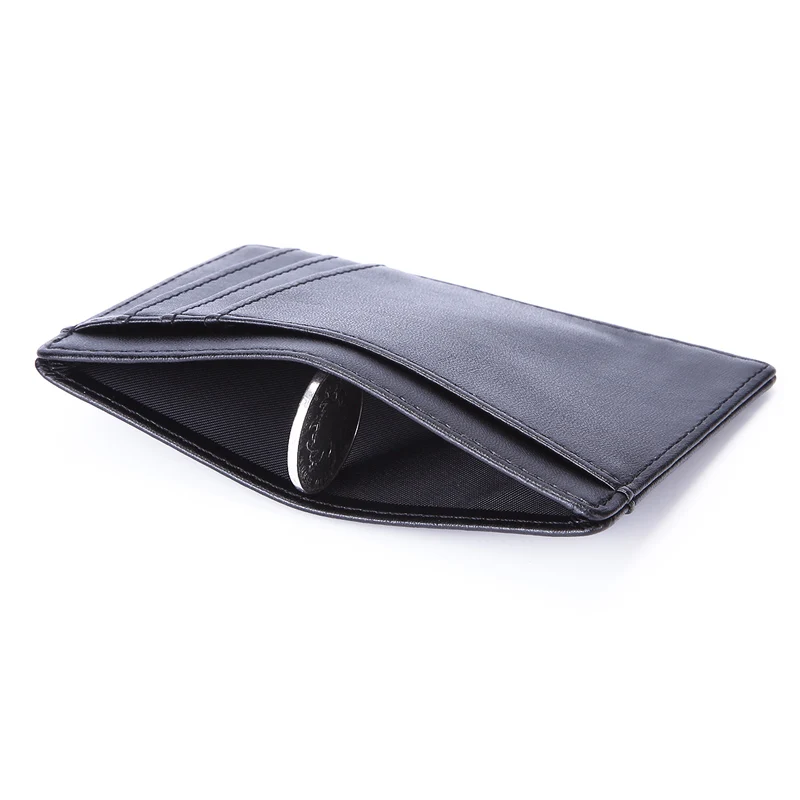 Slim Minimalist Genuine Leather RFID Blocking Anti Scan NFC Front Pocket Credit Card Holder Wallet for Men