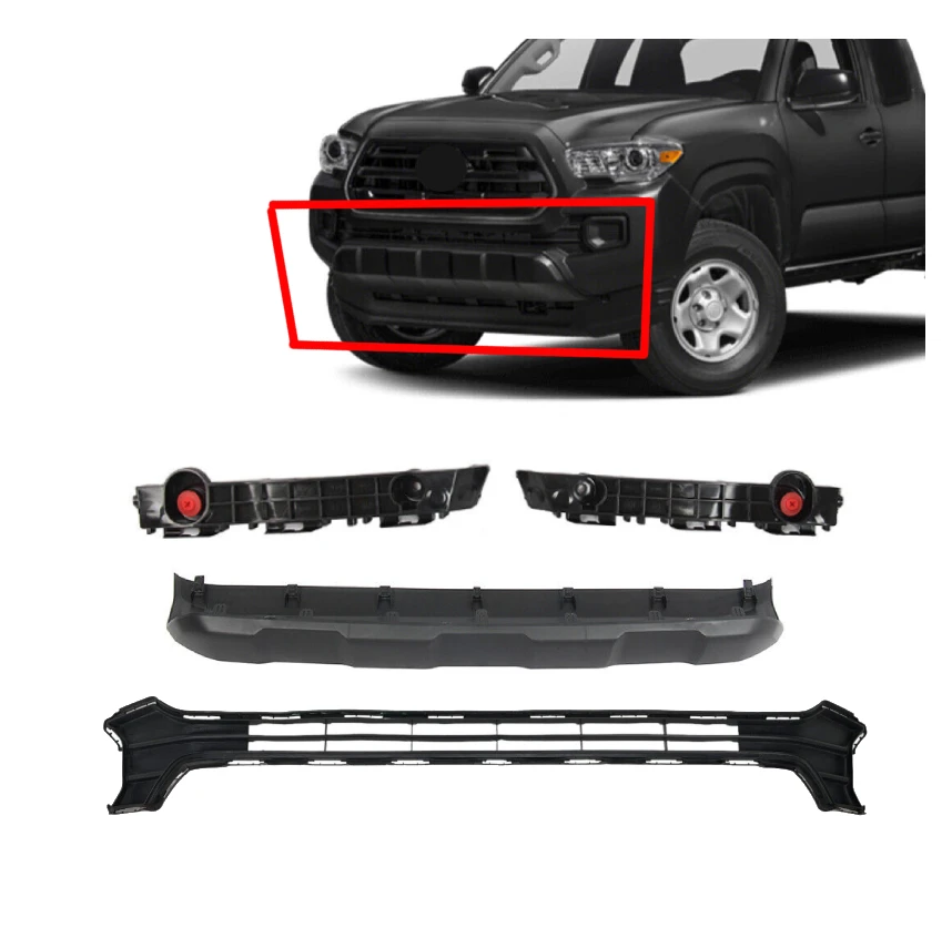 car Front Lower Grille Valance Fog Bezels Bracket Set for Toyota Tacoma 2016 - 2021