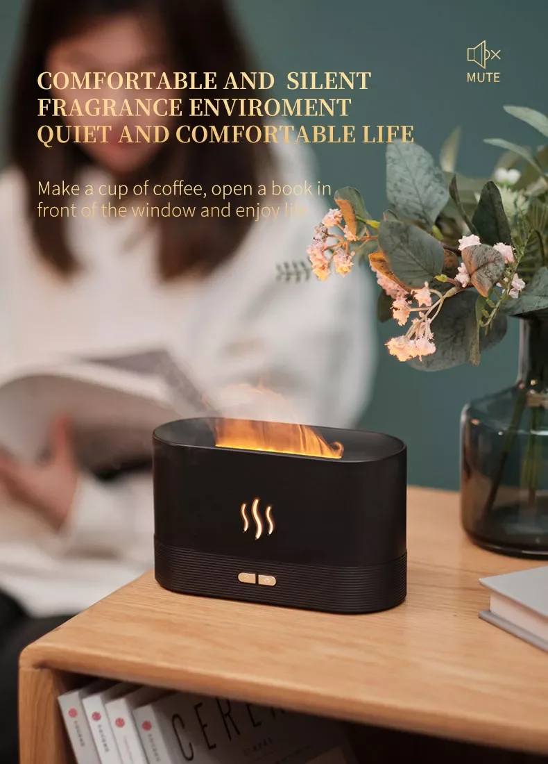 2022 Usb Essential Oil Diffuser With Flame Aromatherapy Diffuser Ultrasonic  Air Humidifier Home Office Scent Soothing Sleep Mist | 2022 Usb Essential  Oil Diffuser With Flame Aromatherapy Diffuser Ultrasonic Air Humidifier Home