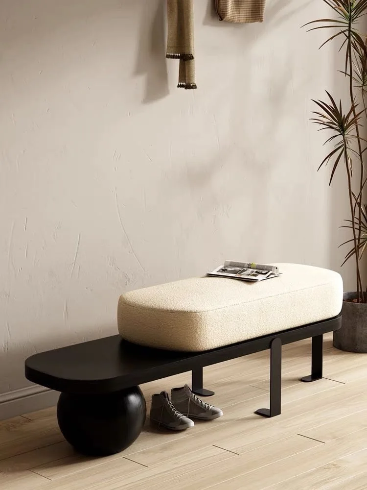 Japanese Nordic Creative Personality Long Bench Solid Wood Shoe Stool Household Door Wear Shoe Stool Entry Lounge Low Stool