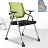Folding chair with wheels and backrest, available in various colors.
