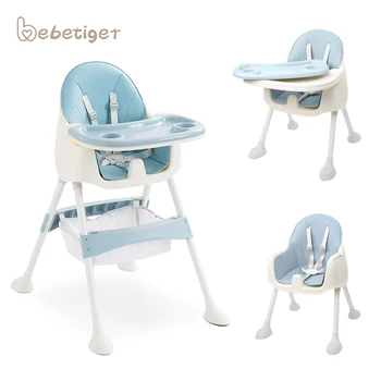 Cheap Adjustable Double dinner plate Pink Blue Green Beige plastic baby feeding dining high chair 2 in 1