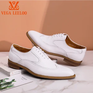 High Quality Luxury Brand  2026  New Arrival  Fashion White Color Wedding Formal Dress Full Grain Leather  Brogue Oxford Shoes
