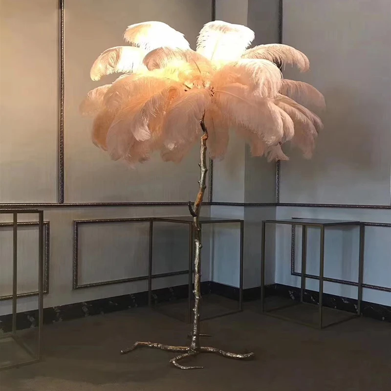 Светодиодные причудливые напольные светильники для помещений, гостиной, офиса, угловой современный роскошный дизайн отеля, Напольная Лампа с перьями