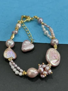 YOB  New 9-10mm+12-13mm Button Baroque Pearl Bracelet Gold Plated  Grade Women's Trendy Jewelry