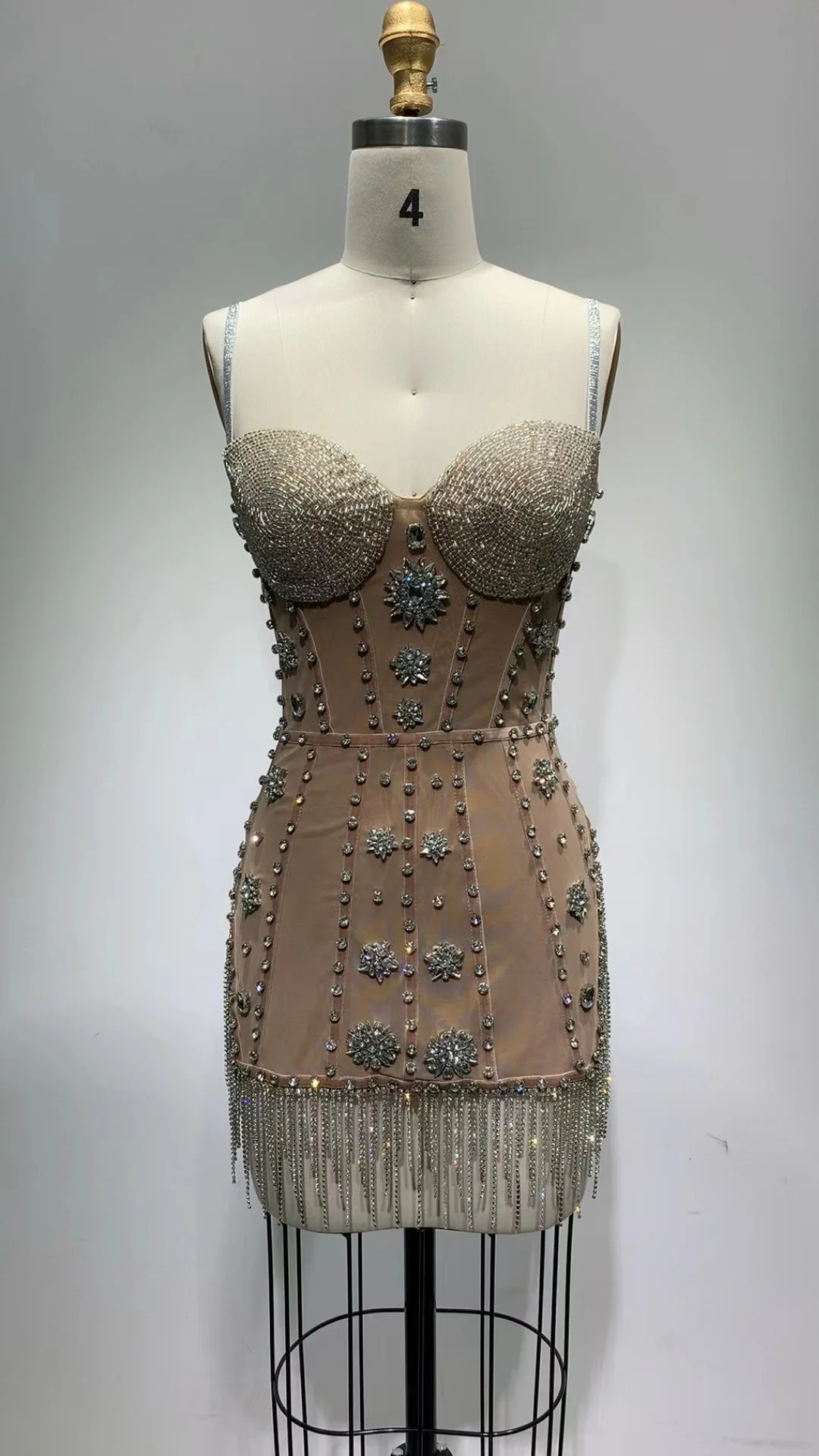 Ed2253 Kimshein Fancy Clothing Women Luxury Sleeveless Tassel Crystal ...