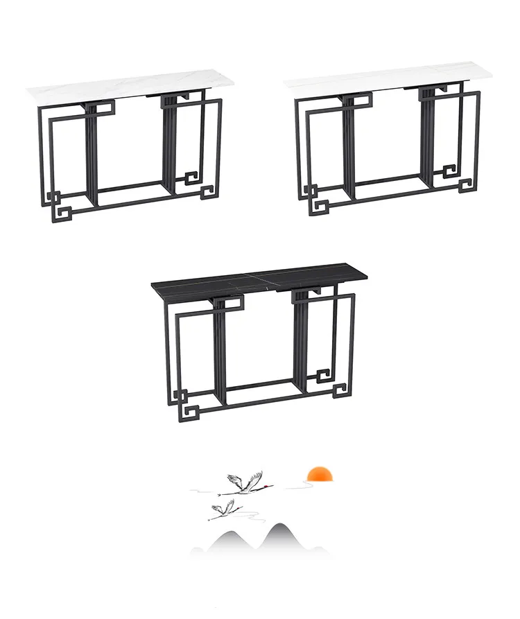 Modern Luxury Gold Verre Table De Console Antique Living Room Iron Rock