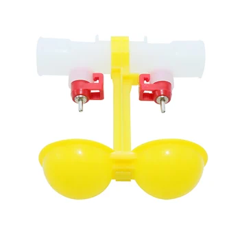 Poultry Water Bowls Chicken Waterer Double Nipple Drinker Mouth Drinking Hanging Cups Chicken Feeder