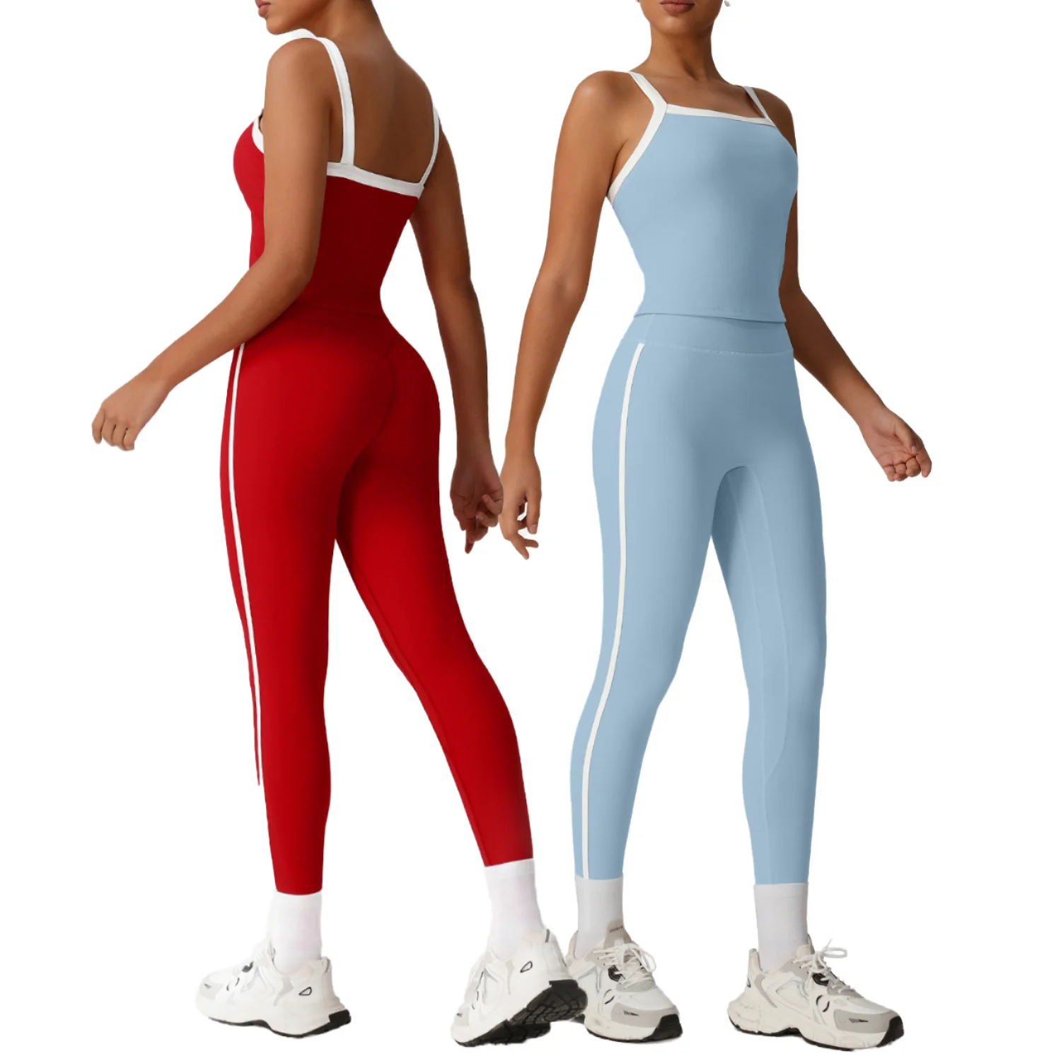Custom Women's High Waist Sleeveless Yoga Sets Quick-Dry Breathable Sports Fitness Set Compression Backless Running Gym Sets