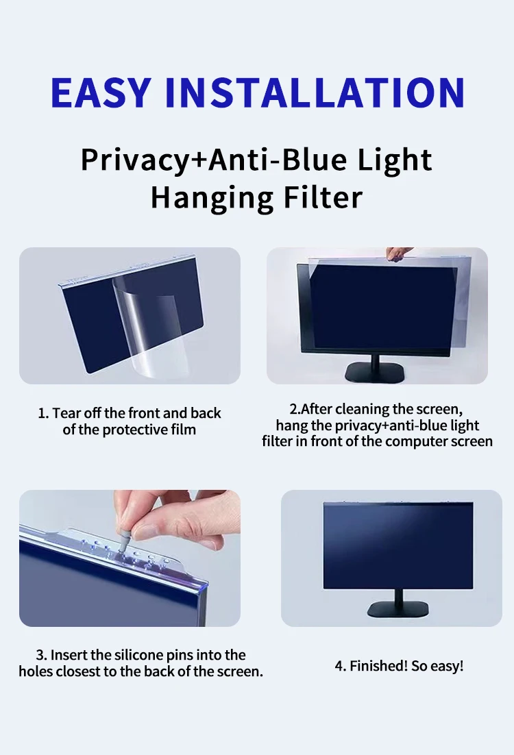 24 Inch Computer Privacy Screen Hanging Black Security Shield Desktop