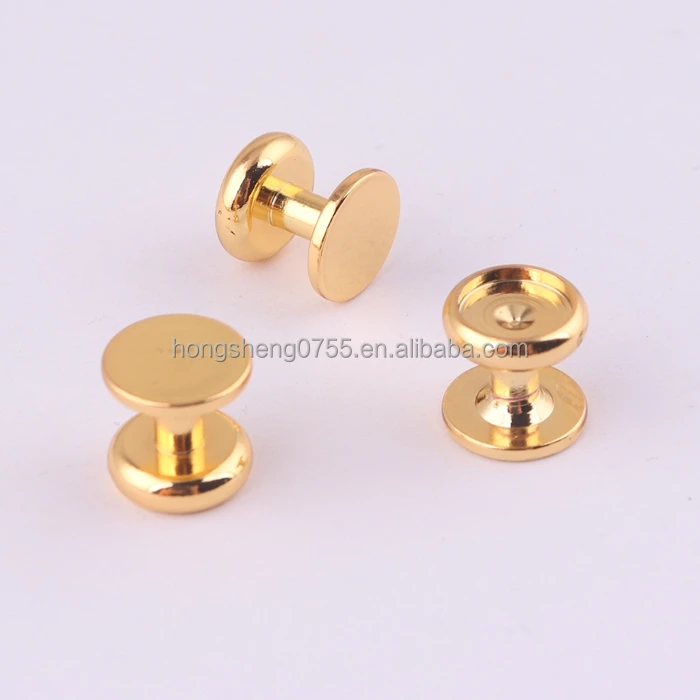 Custom Made Gold Color Brass Blank Shirt Stud Metal Cufflink Stud ...