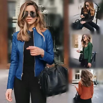 Hot Autumn And Winter Women'S Fashion Leather Pu Jacket Women'S Suit Small Coat