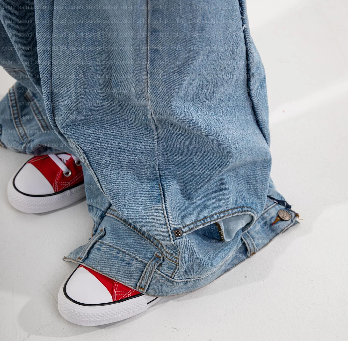 Custom Double Waist Denim Pants Straight Leg Plaid High Waist Oversized Ripped Cotton Baggy Streetwear Flare Jean Pants for Men gallery 4