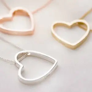 Wholesale American Style 925 Sterling Silver Heart Pendant Personalised Two Heart Name Plate Necklace for Women Gift