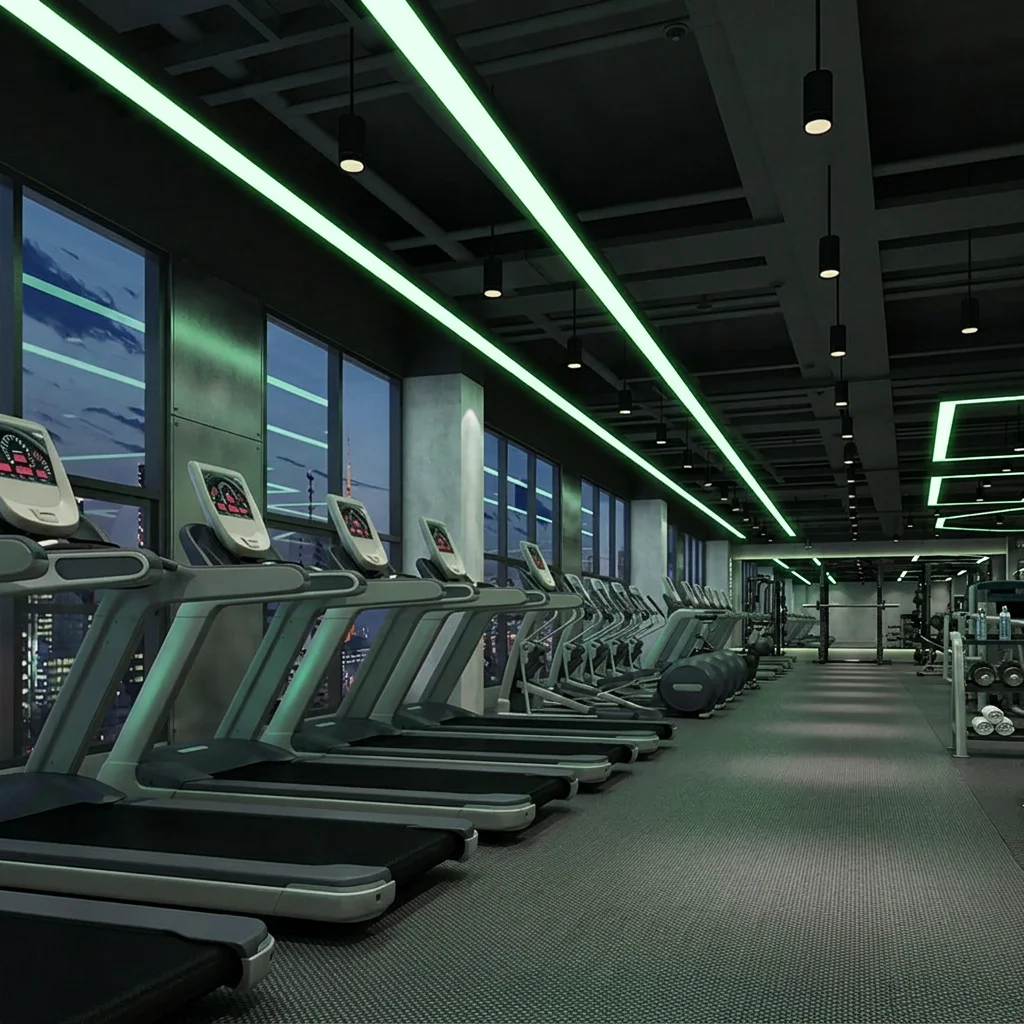 LED-lineare rechteckige Pendelleuchte aus Eisen, 6000 K, nahtlos spleißbare Streifenbeleuchtung für Büros, Fitnessstudios, Tanzräume und Einkaufszentren
